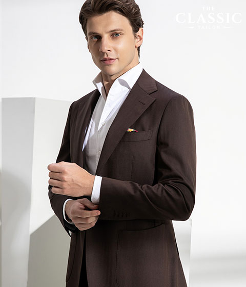 Nâu đậm ve nhọn - Dark Brown Peak Lapel