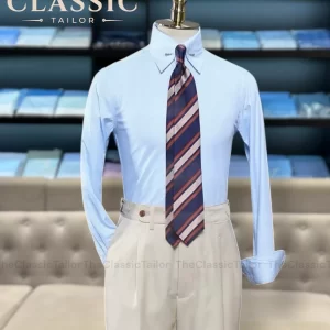 Áo Sơ Mi Pin Collar Houndstooth - Sky Blue